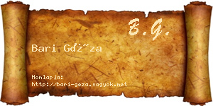 Bari Géza névjegykártya